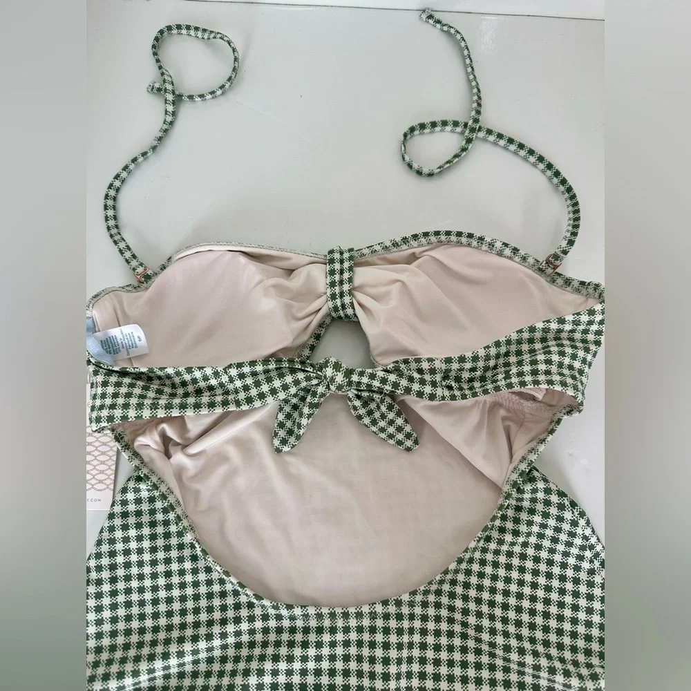Eberjey Betty Lola Green Gingham One Piece Swimsuit with Knot in Artichoke - Picture 7 of 10